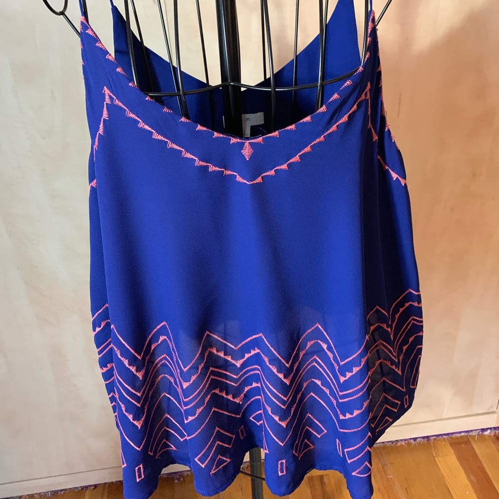 ⏬⏬Final Price Embroidered blue and coral tank top
